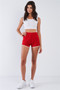 Womens Fashion Trendy White Striped Crop High Waisted Short