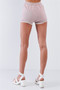 Womens Fashion Trendy White Striped Crop High Waisted Short