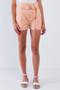 Womens Fashion Peach Pink High Waisted Vegan Leather Shorts