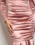 Beautiful Dusty Rose Ruched V-Neck Mermaid Style Womens Evening Gown