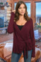Womens Fashion Soft and Flattering Twist Side Top in a Beautiful Wine Color