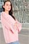 Super Soft Women's Pink Braided Cut Out Bell Sleeve Sweater