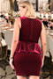 Glam Velvet Plus Size Bling Burgundy Quilted Dress
