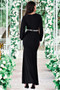 Black Glam Evening Gown V-Neck Leg Slit with Rhinestone Waist
