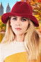 Womens fashion Burgundy Scallop Edge Woven Panama Hat