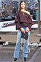 Super Cute Plum Navy Plaid Off-Shoulder Long Sleeve Loose Fit Layered Top Super Cute Plum Navy Plaid Off-Shoulder Long Sleeve Loose Fit Layered Top