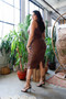 Sexy Brown Faux Leather Cut-Out Midi Dress in Small and Plus Sizes!!!