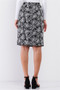 Black & White Rose Print Pencil Skirt