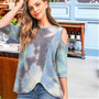 Multi Color Tie-Dye Top with Cold Shoulder