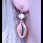 Pink and Silver Shell Pearl Earrings