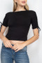 Cute Lightweight Ruched Sleeve Crop Tops in Black & Pink!