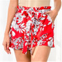 Red & White Floral Shorts