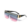 Trending Designer Look Visor Style Sunglasses with Greek & Lion Emblem Detail