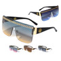 Trending Designer Look Visor Style Sunglasses with Greek & Lion Emblem Detail