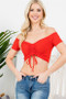 Red Ripped Ruched Crop Top