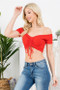 Red Ripped Ruched Crop Top