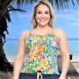 Fun Tropical Plus Size Jungle Top with bottom tie waist