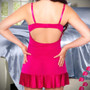 Fuchsia Hot Pink Baby Doll Lingerie Dress with Thong