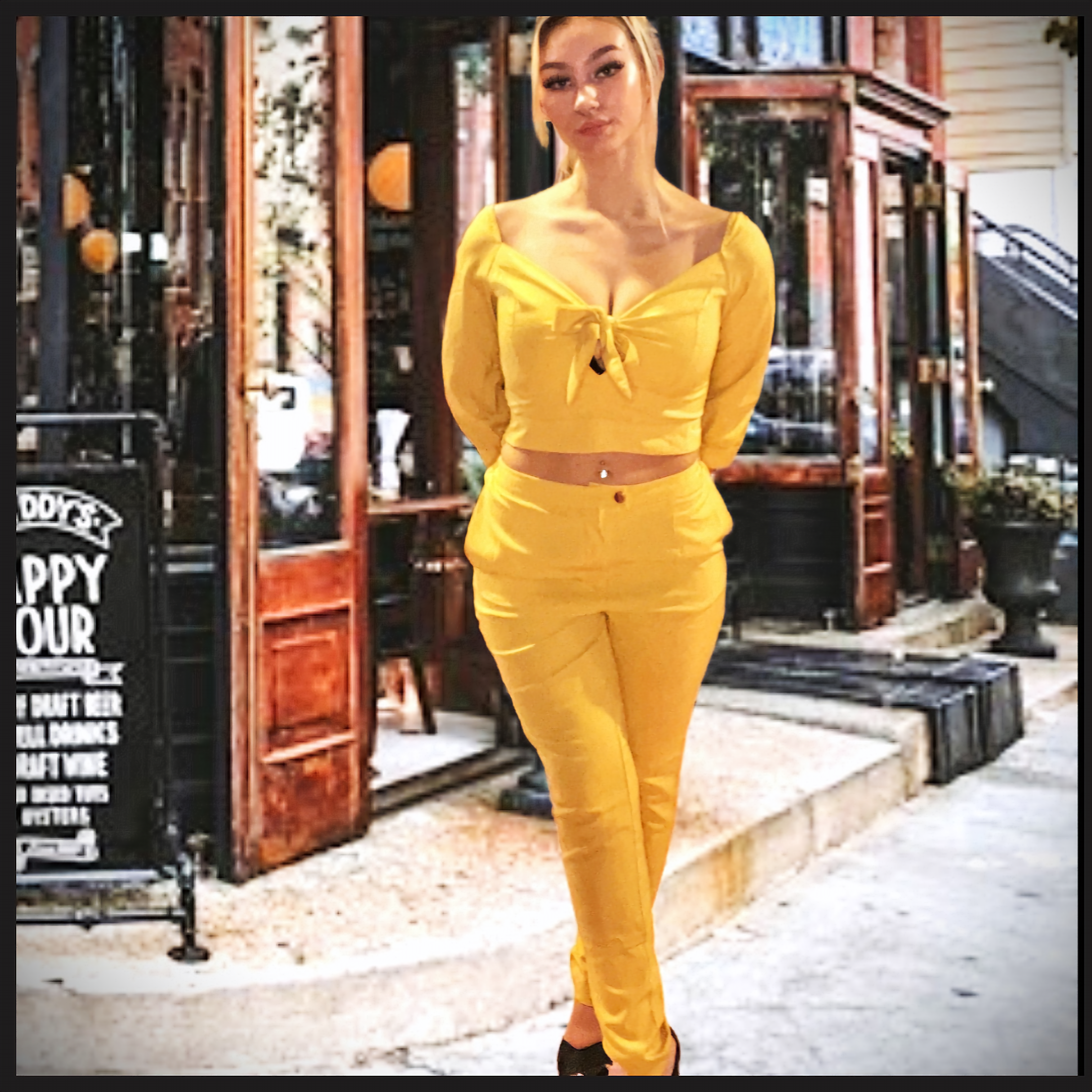 Buy TINTED Lemon Yellow Regular Loose Pants online