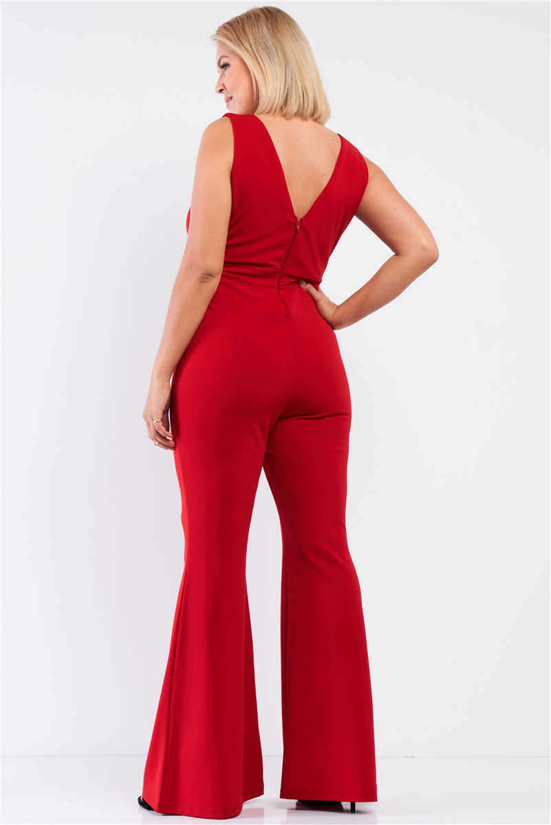 Giffniseti Plus Surplice Neck Belted Sequin Jumpsuit | SHEIN USA