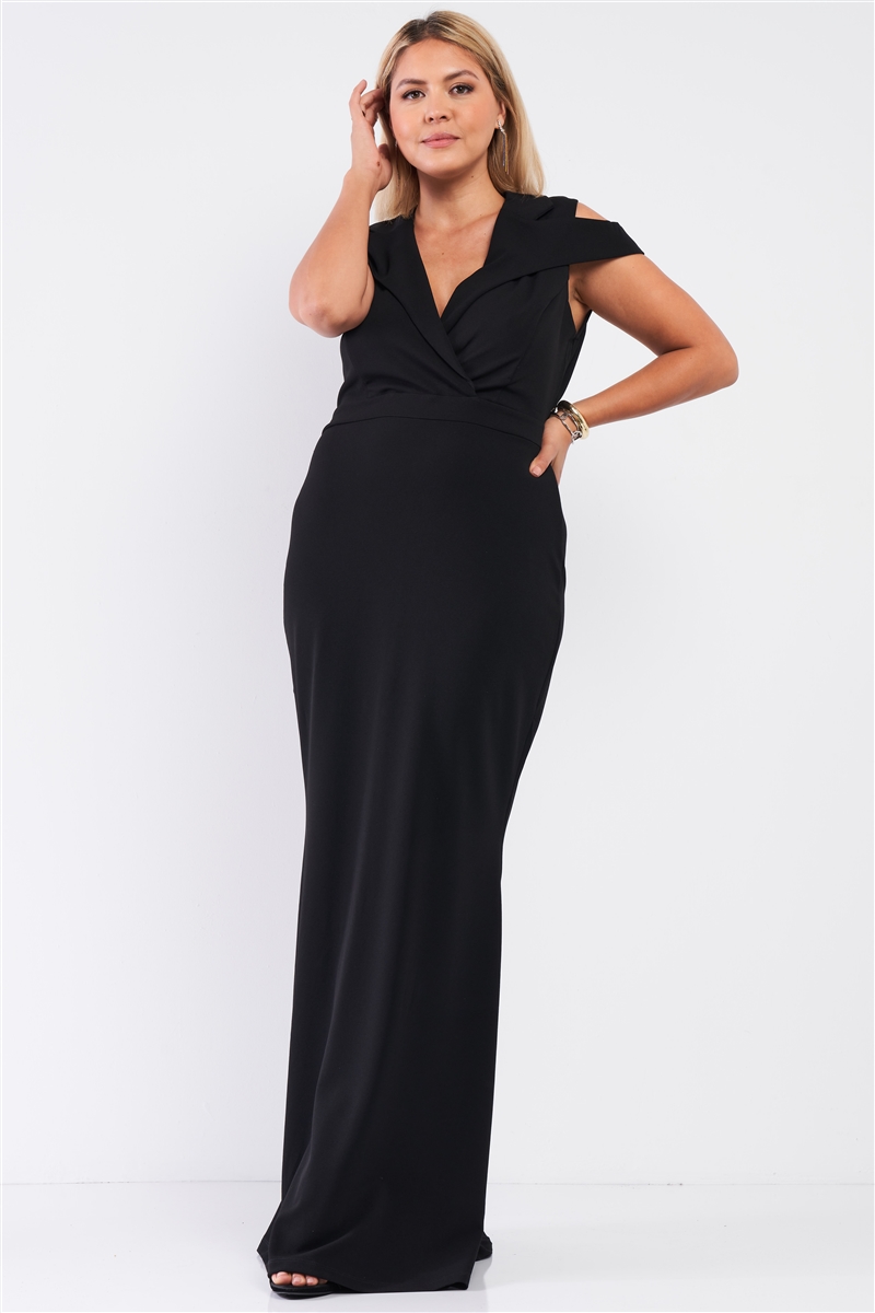 princess polly baby blue dress Morana Black Velvet Square-Neck Long-Sleeve Maxi Dress – Club L London main image 0
