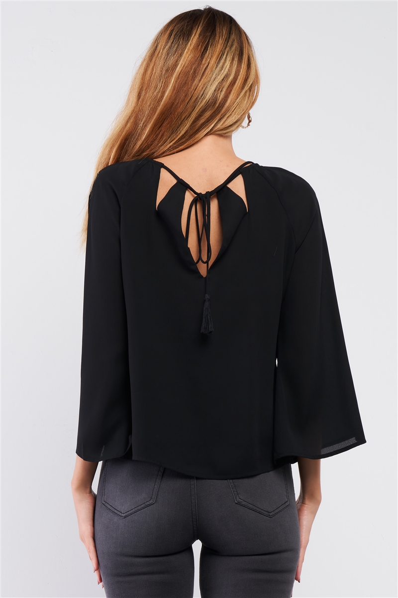 Plus Size Chiffon Short Petal Sleeve Blouse