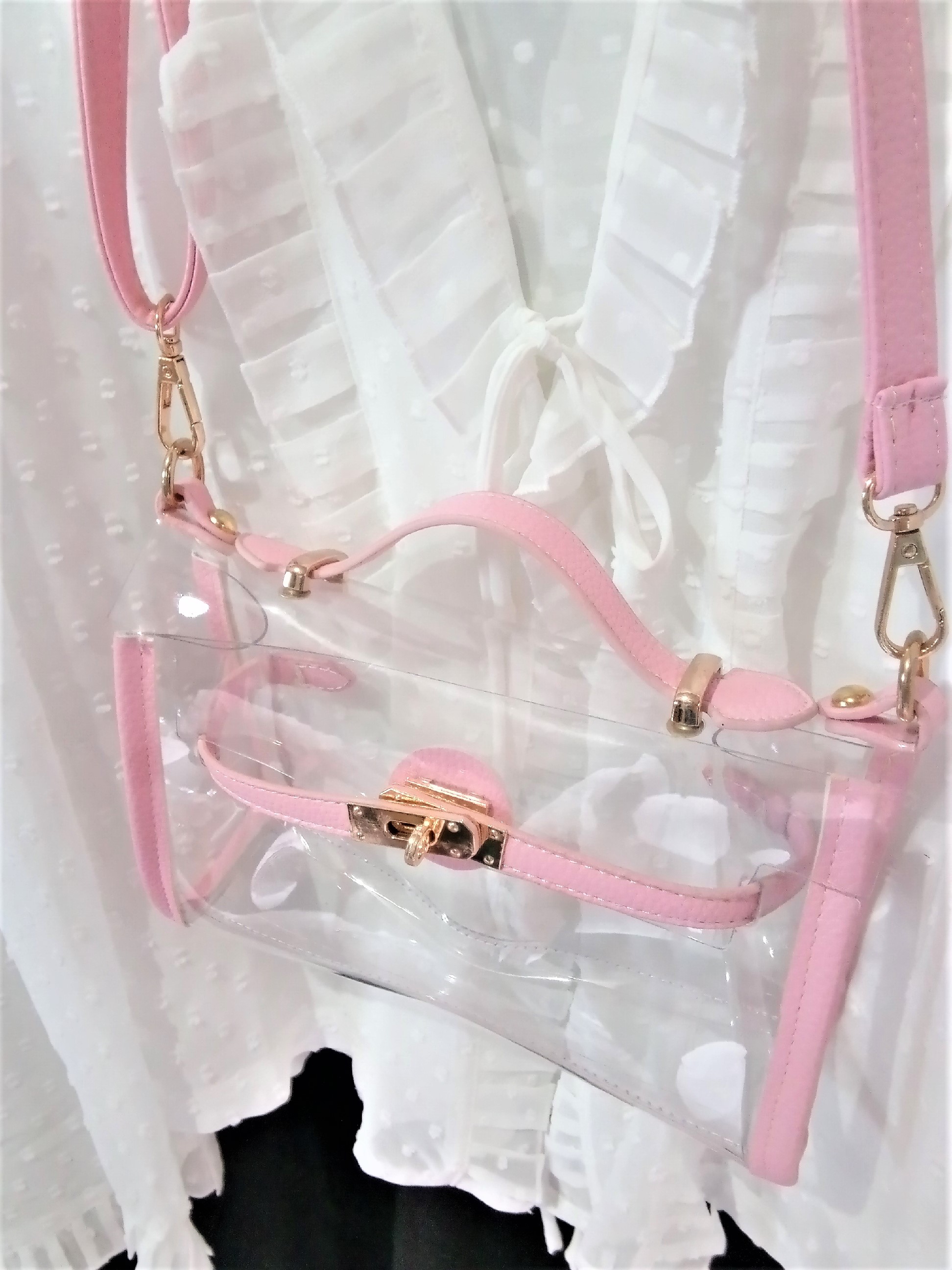 PINK clear crossbody bag