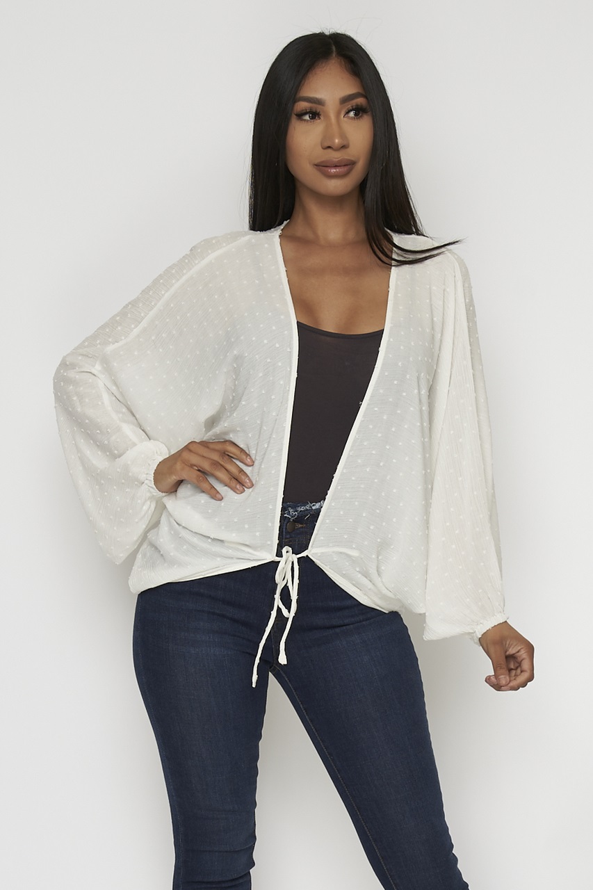 Butterfly Sleeve Cardigan in White 