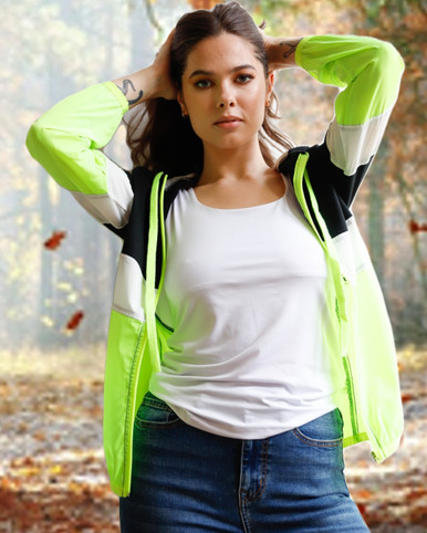 Windbreaker Jacket, Parachute Jacket, Neon green jacket