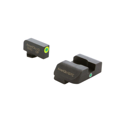 AmeriGlo I-Dot Night Sight for Glock Gen 5, Green Front with Lumigreen Outline, Green Rear, Matte Black