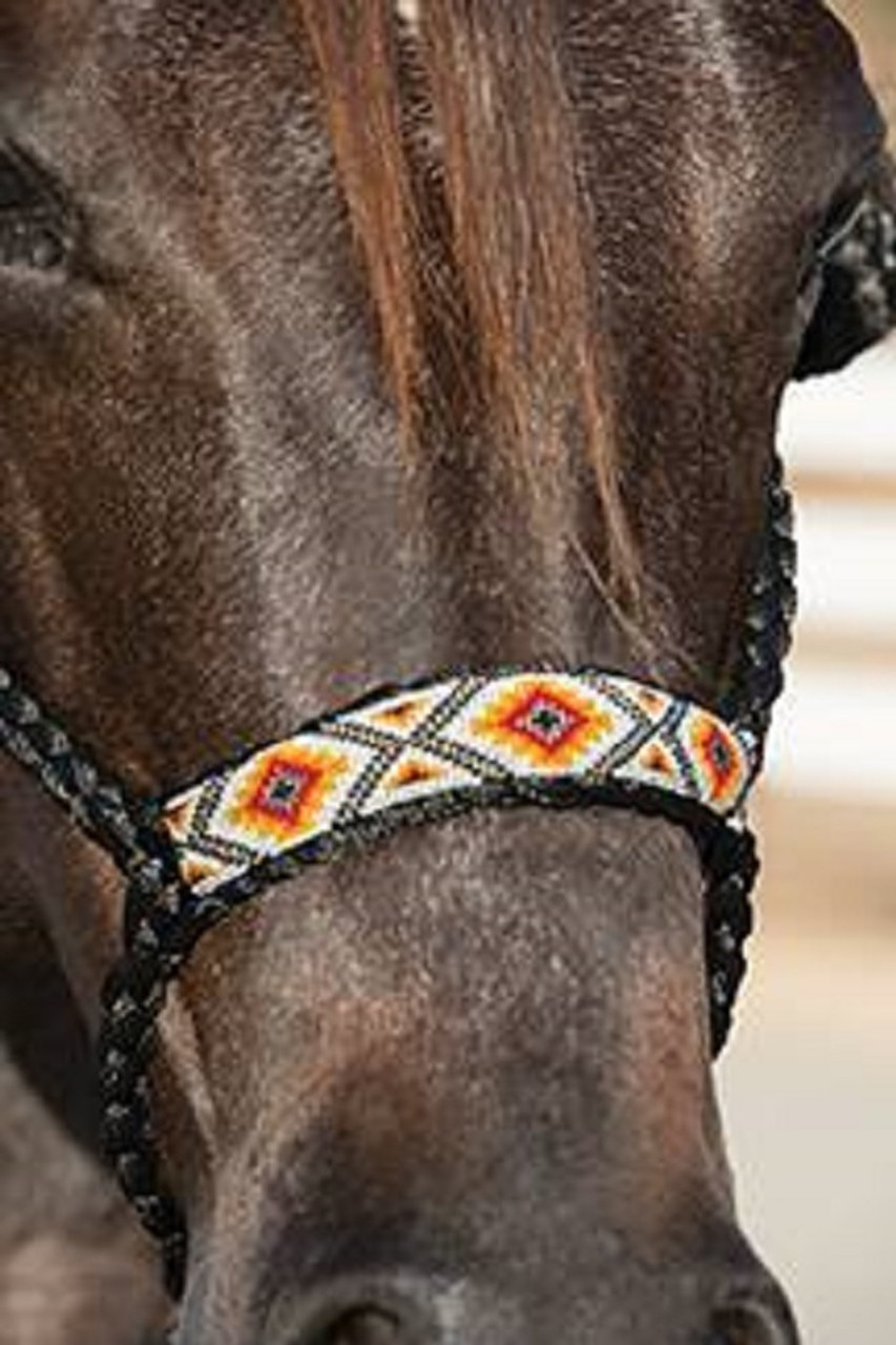 Beaded Cowboy Braid Halter Black/Serape - Frontier Western Shop