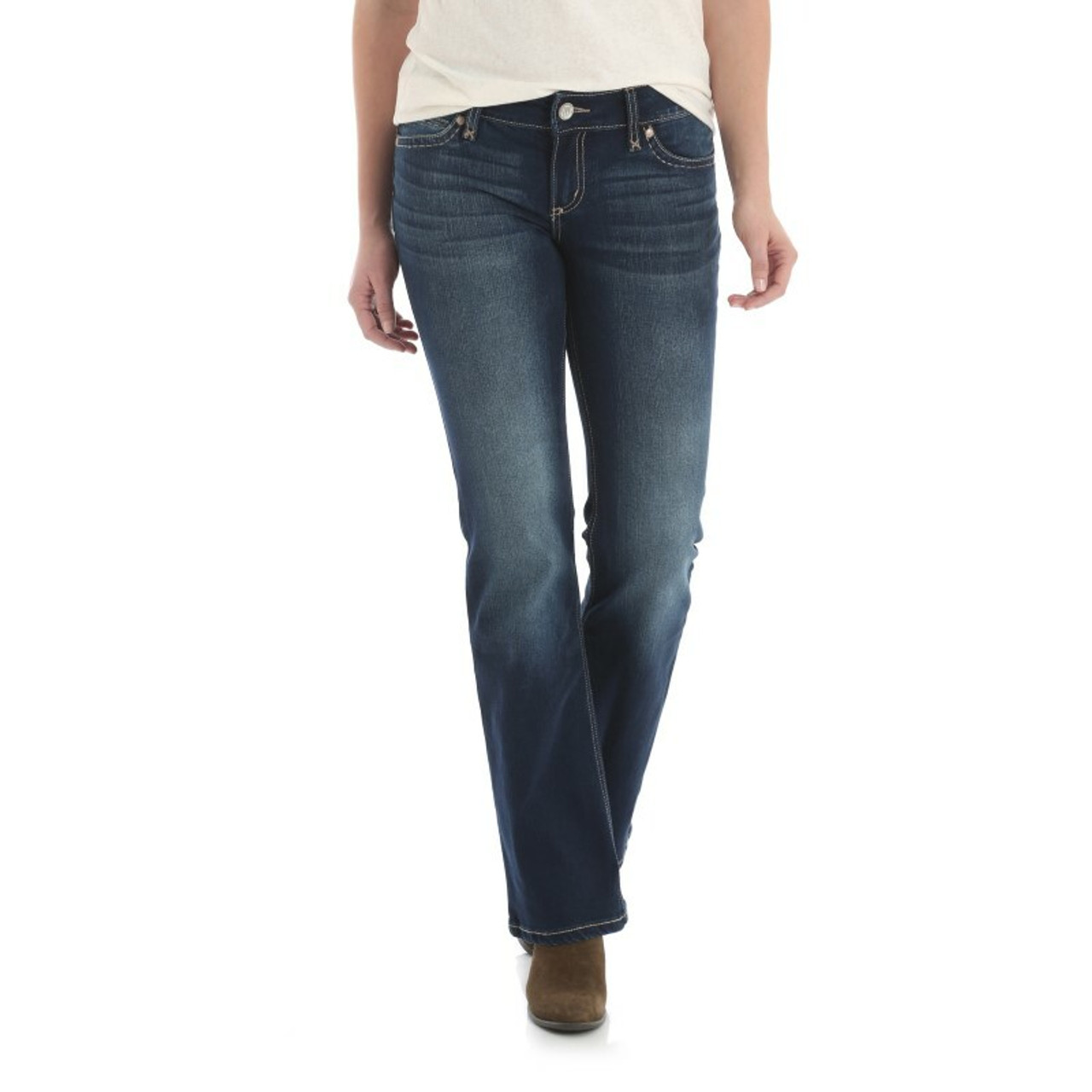 Wrangler Women's Retro Mae Mid-Rise Boot Cut HT Wash Jeans