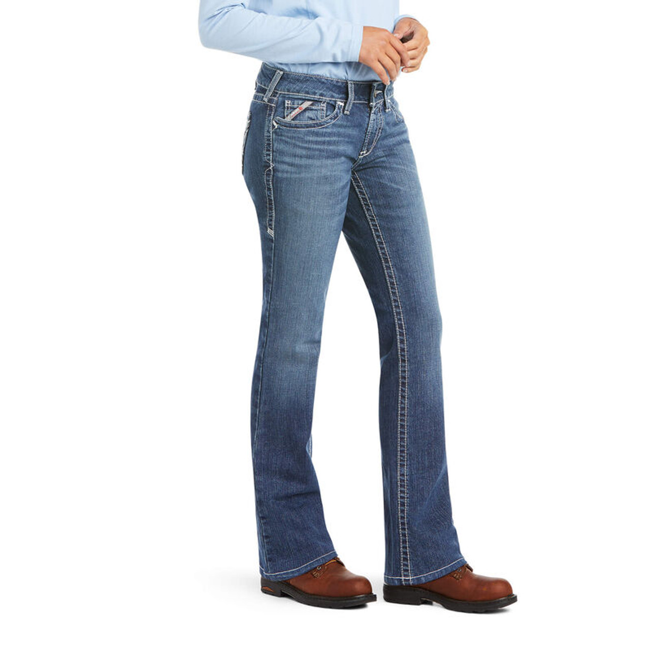 ARIAT Women's R.e.a.l. Mid Rise Stretch Entwined Boot Cut Jean, Blue, 18  Plus : : Clothing, Shoes & Accessories