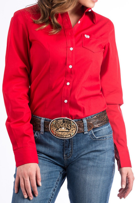 Women's Cinch Sold Red Button Down Western Shirt