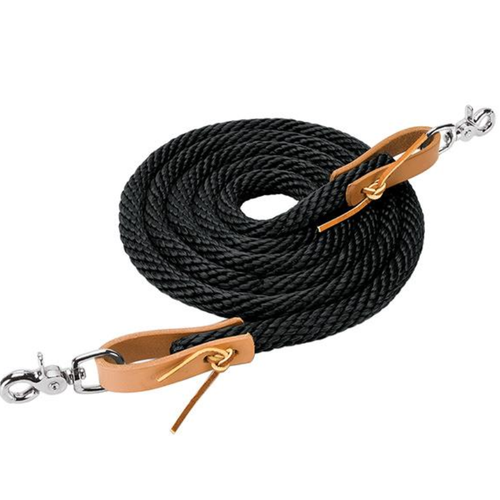 Weaver 8' Poly Roper Reins with Scissor Snap - Black