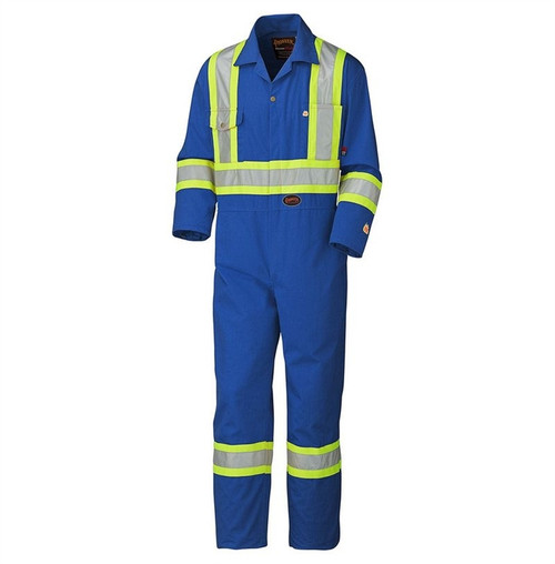 Pioneer FR HI-Vis Striped Coveralls - Royal