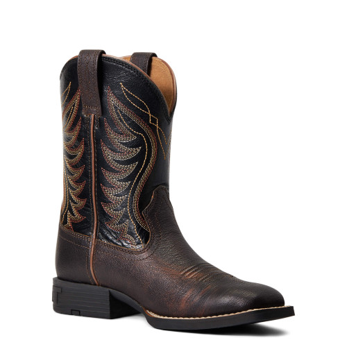 Ariat Kids Amos Western Boot Hand Stained Red/Brown (No Zipper)