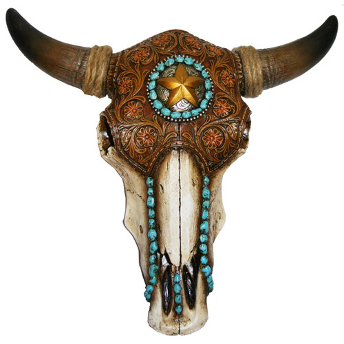 Tooled Bull Decorative Skull