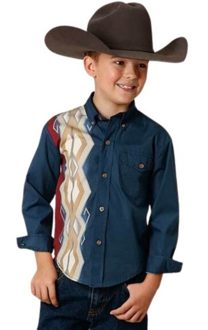 Boy's Roper Vertical Aztec Long Sleeve Shirt