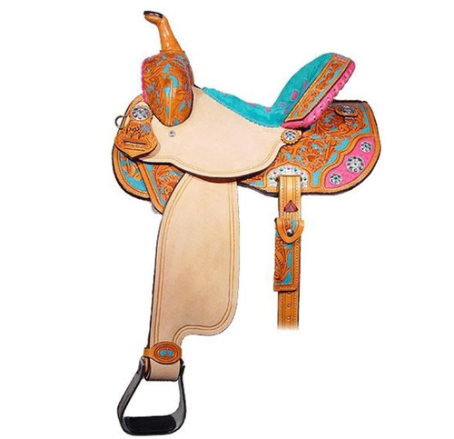 True North Pink & Turquoise Barrel Saddle