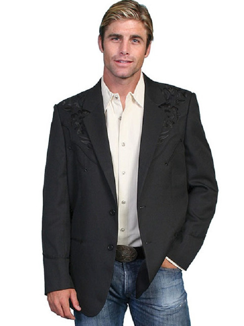 Men's Western Floral Tone Embroidered Blazer