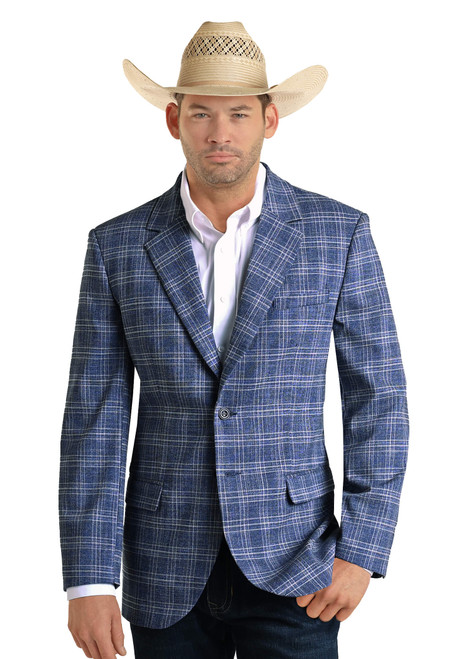 Rock & Roll Men's Plaid Blazer - Blue
