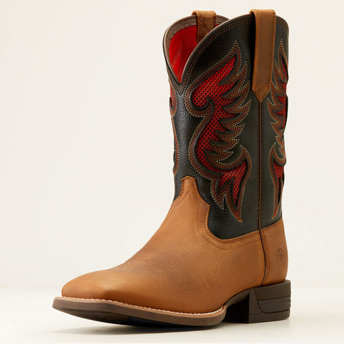 Ariat Men's Cowpuncher VenTEK Cowboy Boot - Sorrel Crunch/Black Deertan