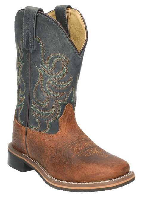 Boulet Youth Square Toe Brown/Navy Cowboy Boot
