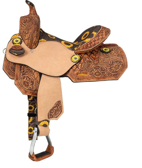 Tough 1 Silver Royal Youth 13" Sunflower Barrel Saddle Pkg