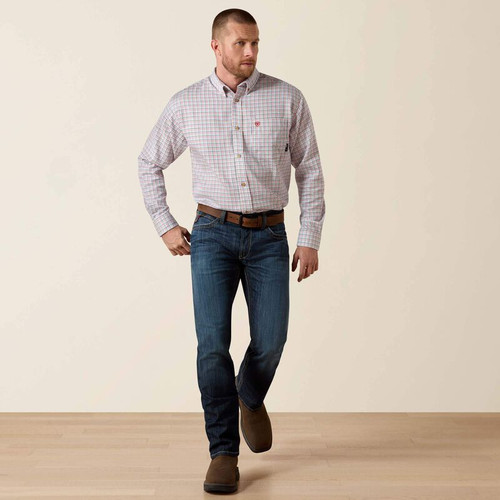 Men's Ariat FR Basic Gauge Plaid Button Work Shirt