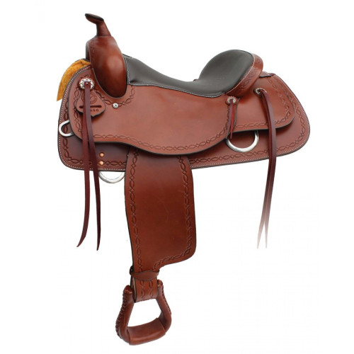 Western Rawhide Cooper Tobacco Trail Saddle 16" Seat