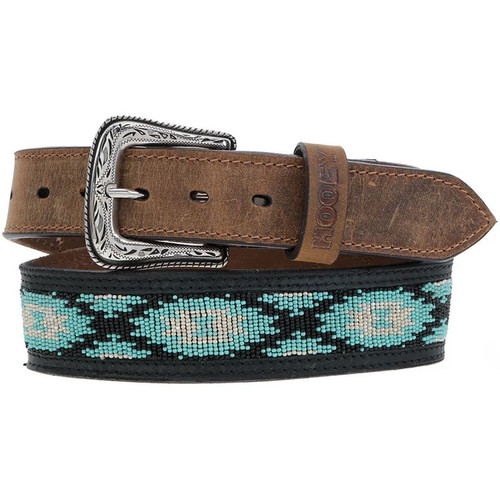 Hooey "Ware" Beaded Natural/Brown/Ivory/Turquoise Belt