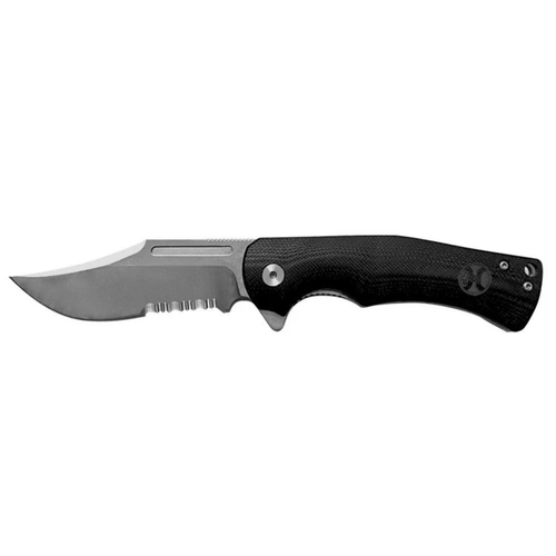 Hooey Black Micarta Serrated Clip Point Flipper Knife