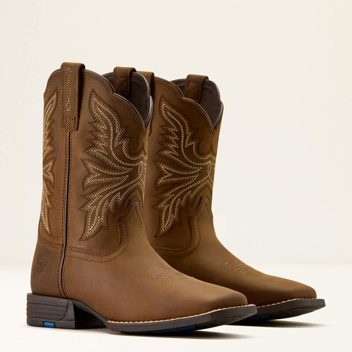 Kid's Ariat Westwood Wide Square Toe Western Boot - Distressed Brown